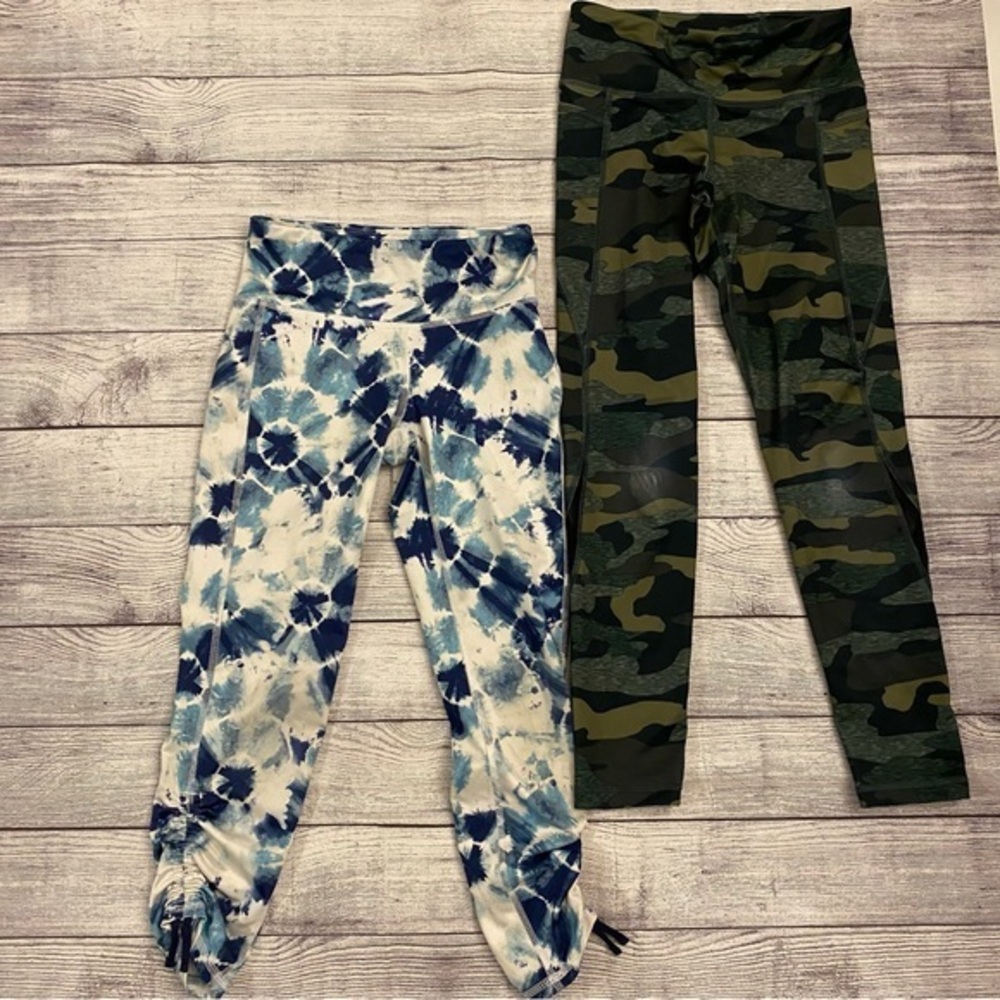 Old Navy Active Leggings Size Medium 7-8 Camo Tie Dye Bundle 2 Pair